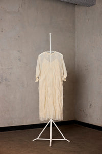 OFF WHITE SMOCKED DRESS WITH INNER(RTS)